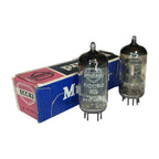 Vintage 2x Mullard ECC82 Valve Tubes White & Yellow Print One Boxed