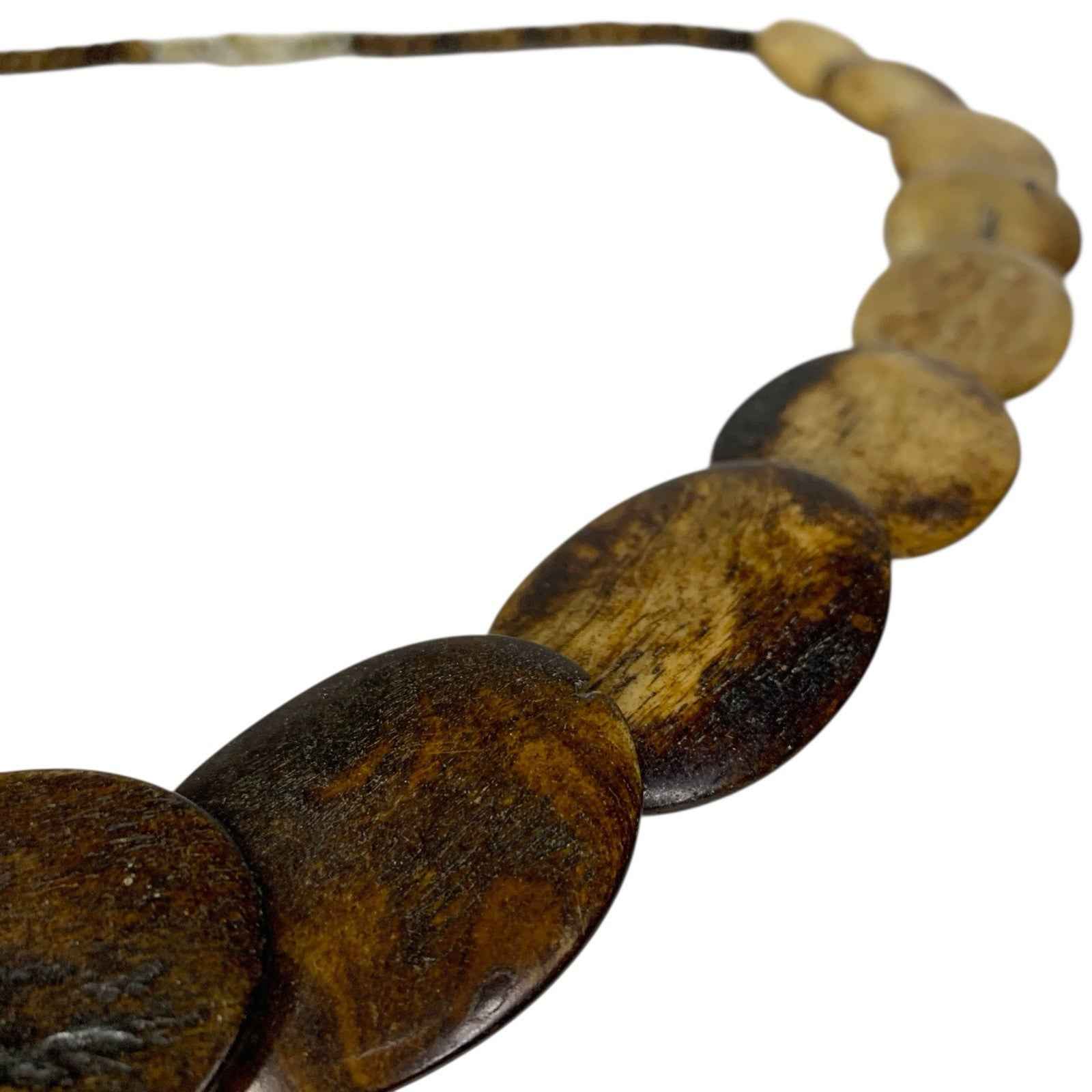 Interesting Vintage Ethnic North African Necklace - Polished Smooth Flat Beads