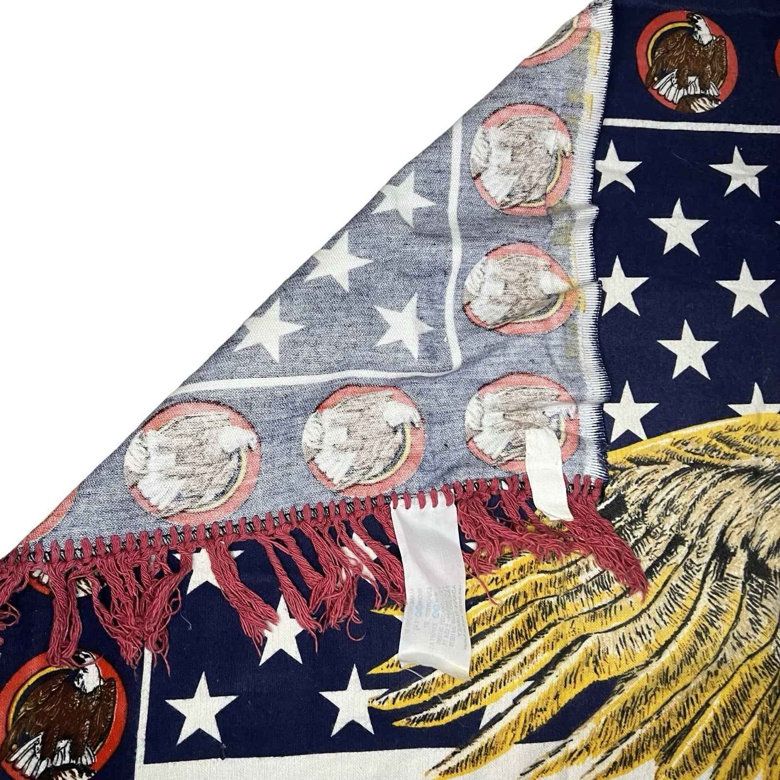 Vintage USA Bald Eagle American Flag Cotton Fabric Wall Hanging Patriotic
