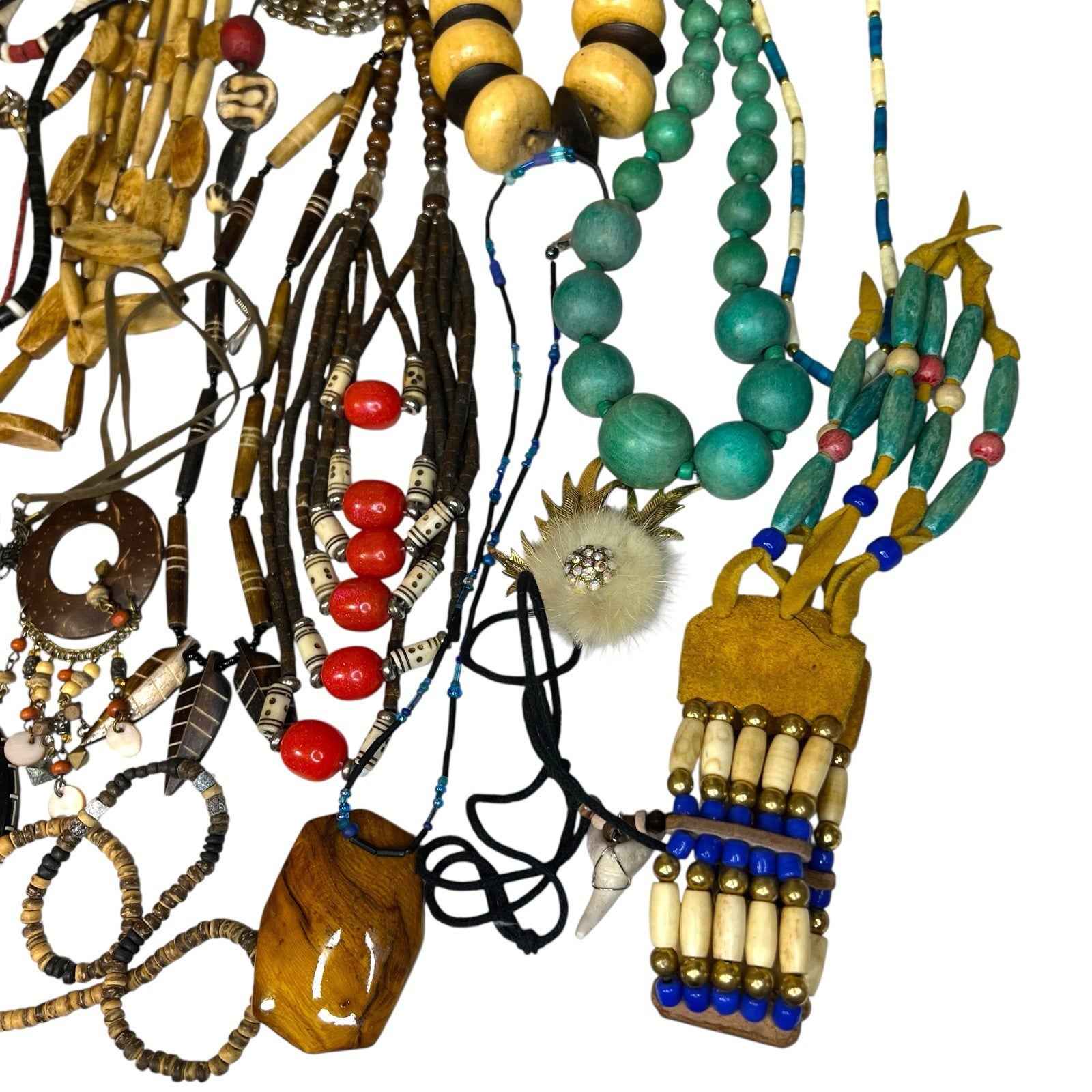 Vintage 1kg African Tribal Jewellery Bundle Carved Bovine Bone Necklaces