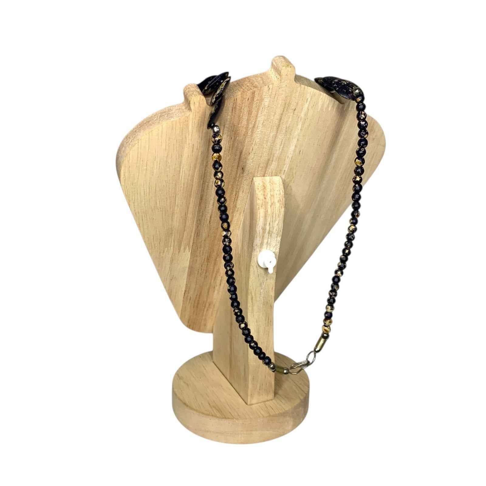 Vintage Boho Statement Necklace Blue Dyed Stone Disc Beads Lapis Colour