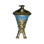 Rare Vintage Japanese Brass Lion Table Lighter Turquoise & Gold Mid Century