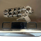 Heavyweight Solid 925 Sterling Silver Bracelet 57g Half Patterned Bark Effect