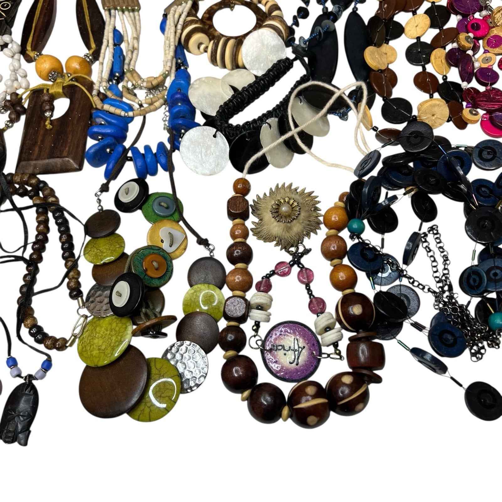 1kg Natural Ethnic Tribal Style Jewellery Bundle Mixed Lot Wood Bovine Bone