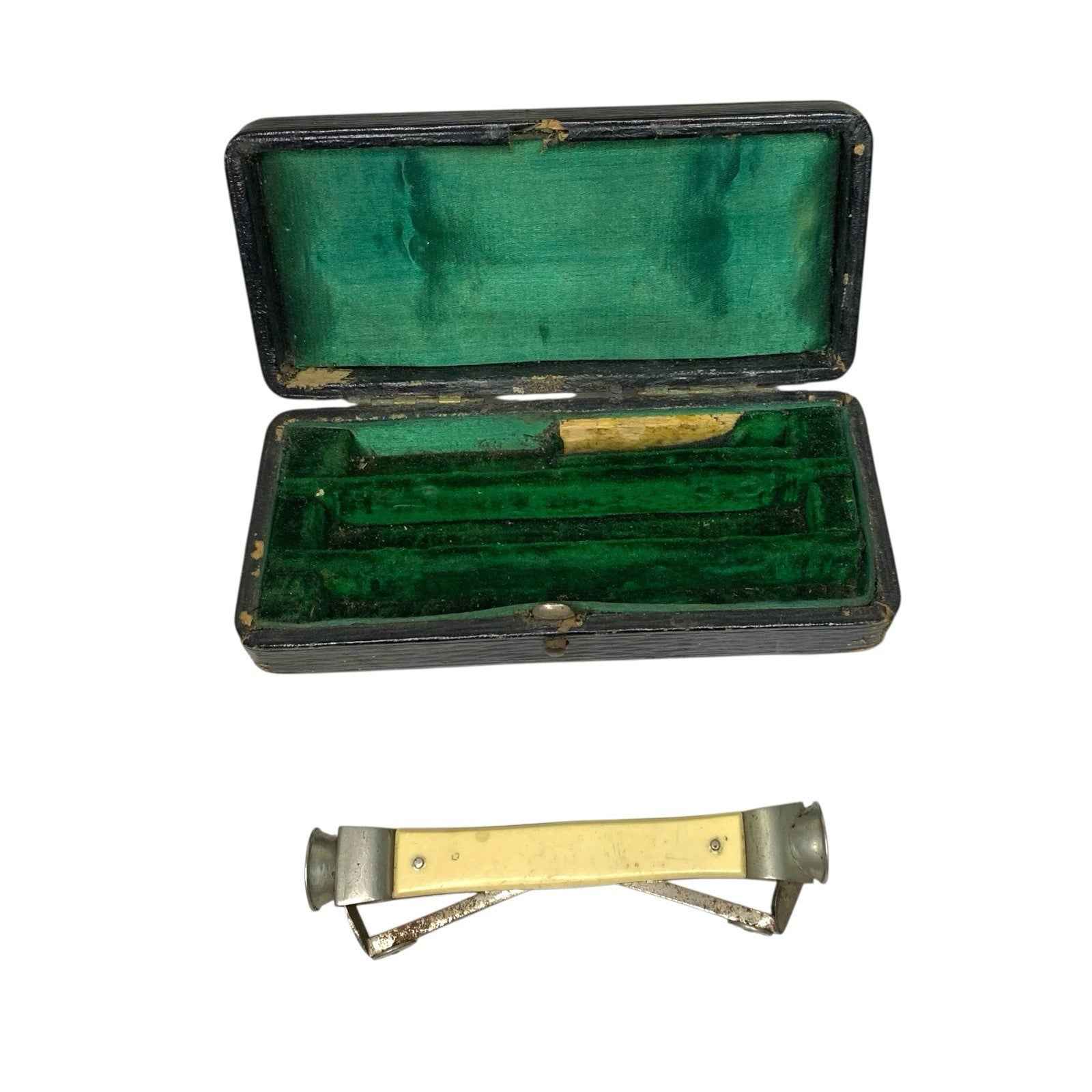 Antique Edwardian Double Ended Cigar Cutter with Case Tobacciana Smoking Tool