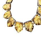 Vintage Boho Statement Necklace Hand Carved Bovine Bone Leaf Beads Ethnic Style