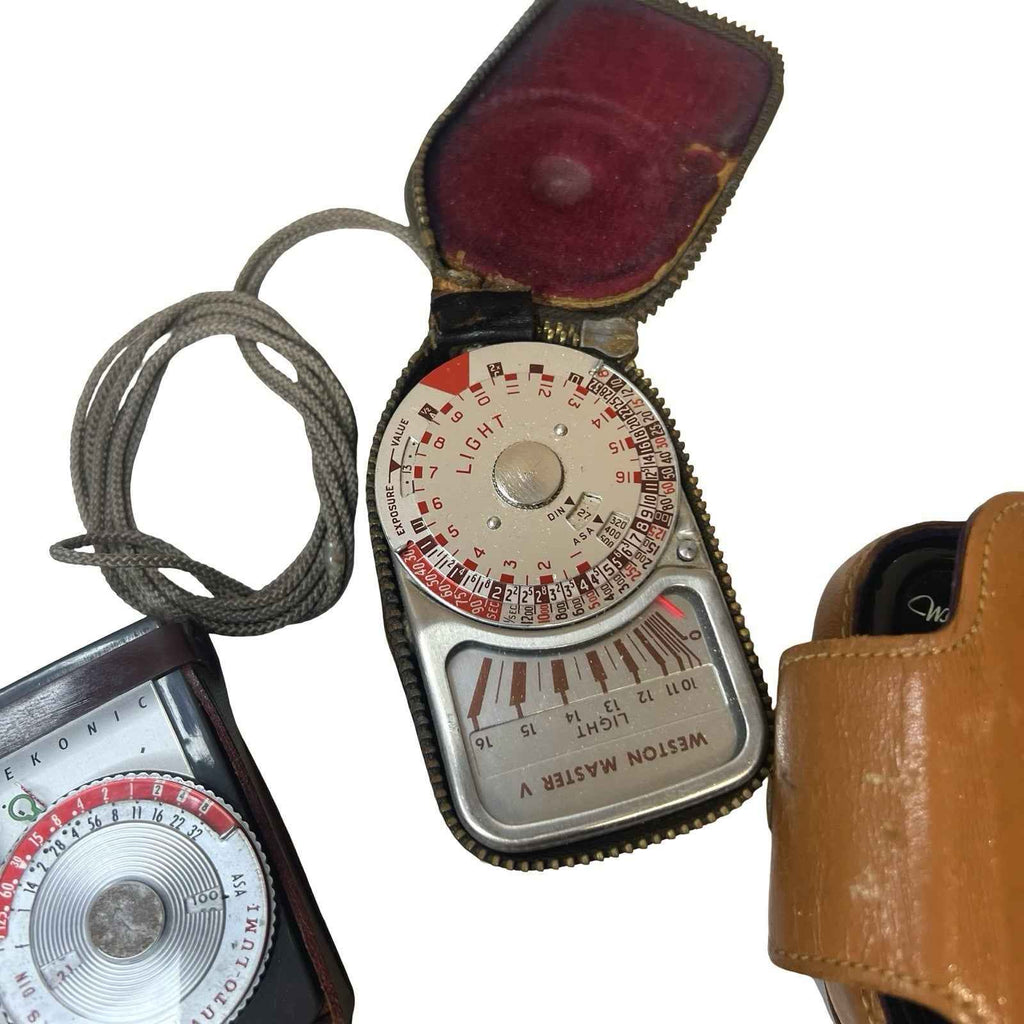 Vintage Sekonic Auto Lumi Weston Master II V Light Exposure Meters With Cases