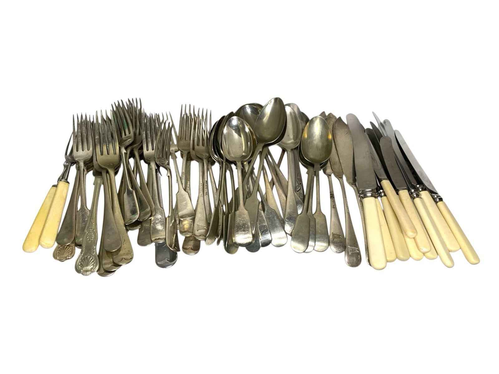 Large Bundle 62x Mixed Cutlery Silver Plated Nickel EPNS Forks Spoons Vintage