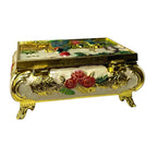 Vintage Chinese Cloisonné Copper Jewellery Trinket Box People in Field Scene