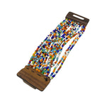 Vintage Rainbow Bead Statement Necklace Stretch Cord Wooden Closure