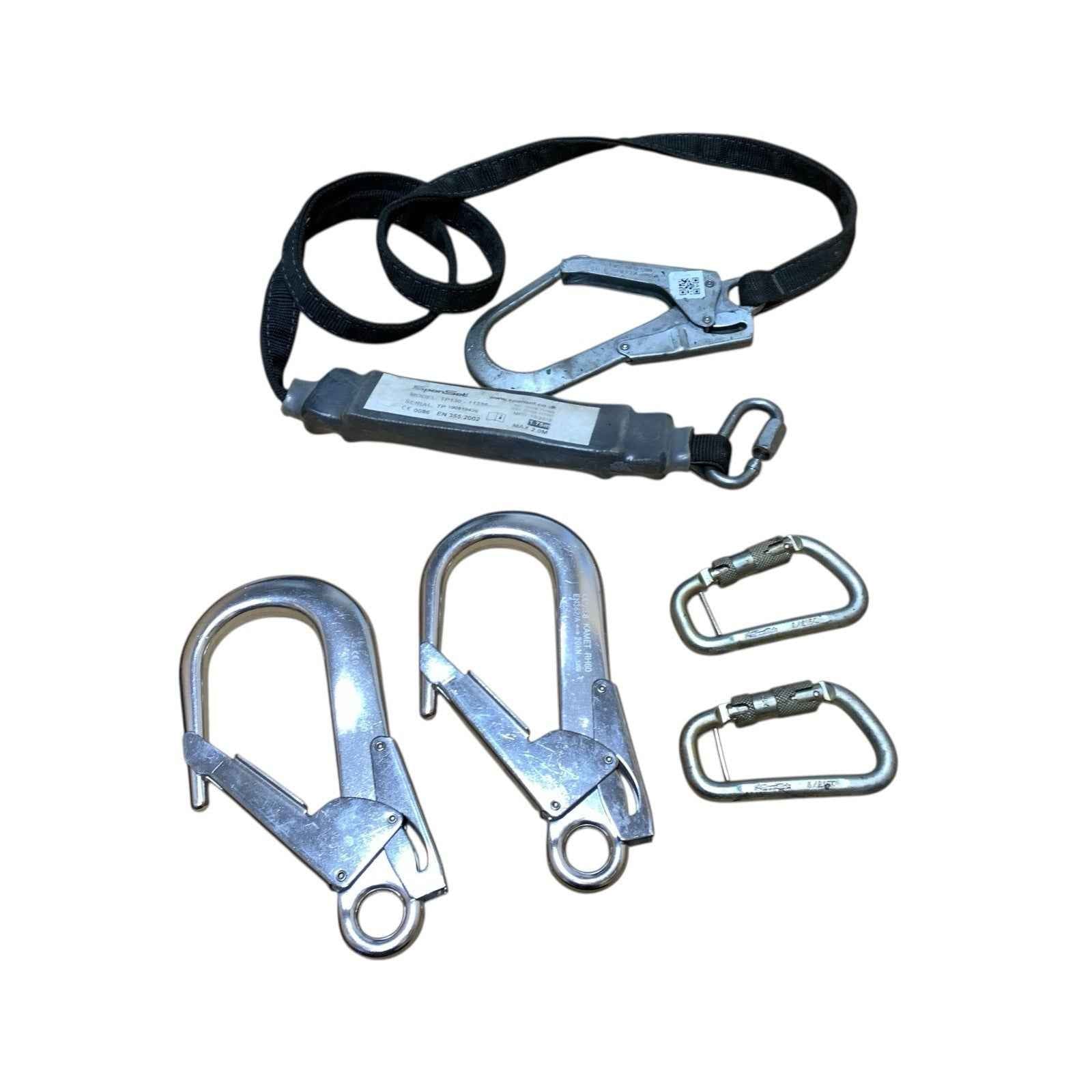 SpanSet TP-130 11335 Safety Lanyard Twin Leg 2 Scaffold Hooks 2 Carabiners