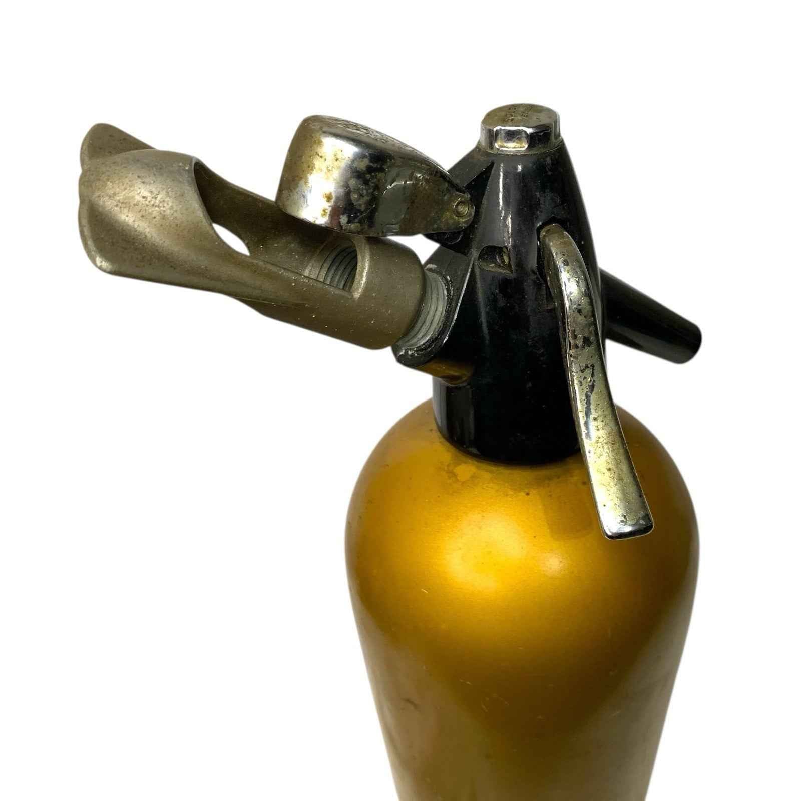 Vintage BOC Sparklets Soda Syphon Gold with Charger Key 1960s 1970s Barware