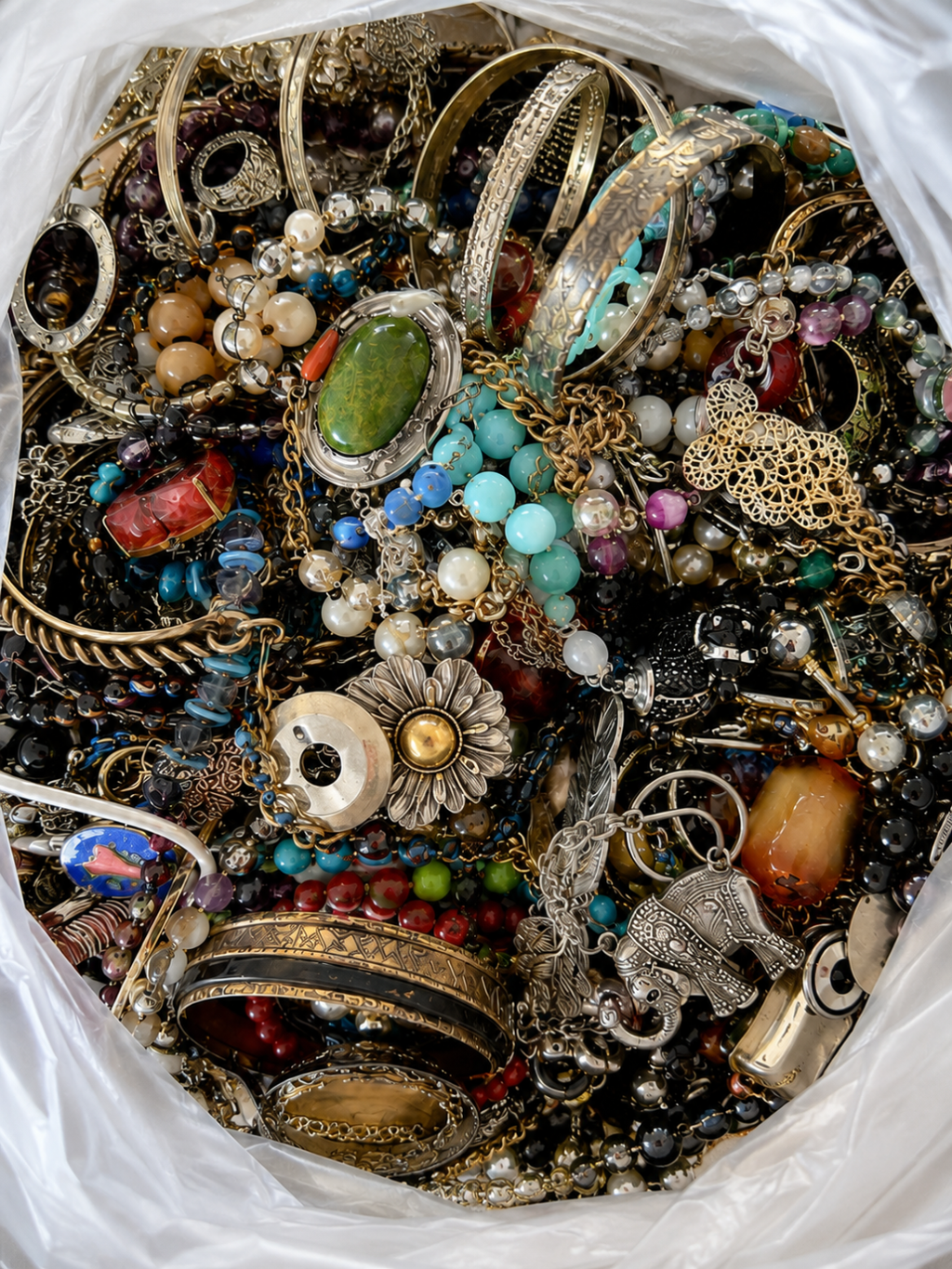 Bulk Vintage Costume Jewellery Job Lot, Raw Mixed Reseller & Craft Stock 1kg–100kg