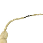 Vintage Carved Plate Bovine Bone Disc Bead White Necklace Oval Flat Beads