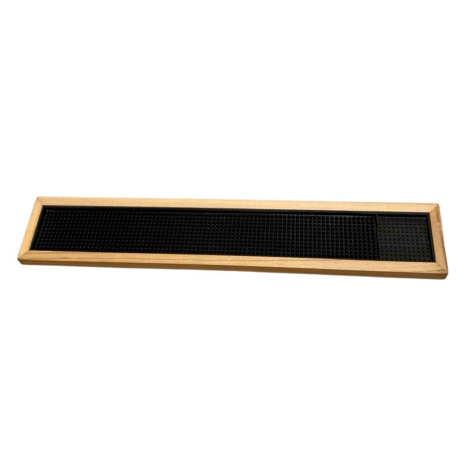 Black Rubber Bar Mat Runner 24" x 4" in Wooden Frame – Unused Excellent Conditio