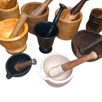 Bundle of 10 Mortar & Pestle Sets Wooden Cast Iron Ceramic Mixed Sizes Heavy Lot
