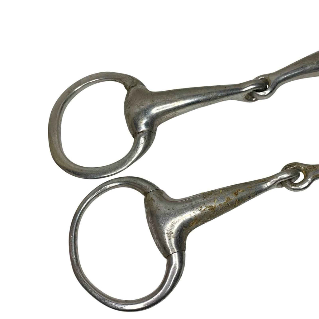 2x Eggbutt Hollow Mouth Snaffle Bits Horse Riding Equestrian Stainless Good Cond