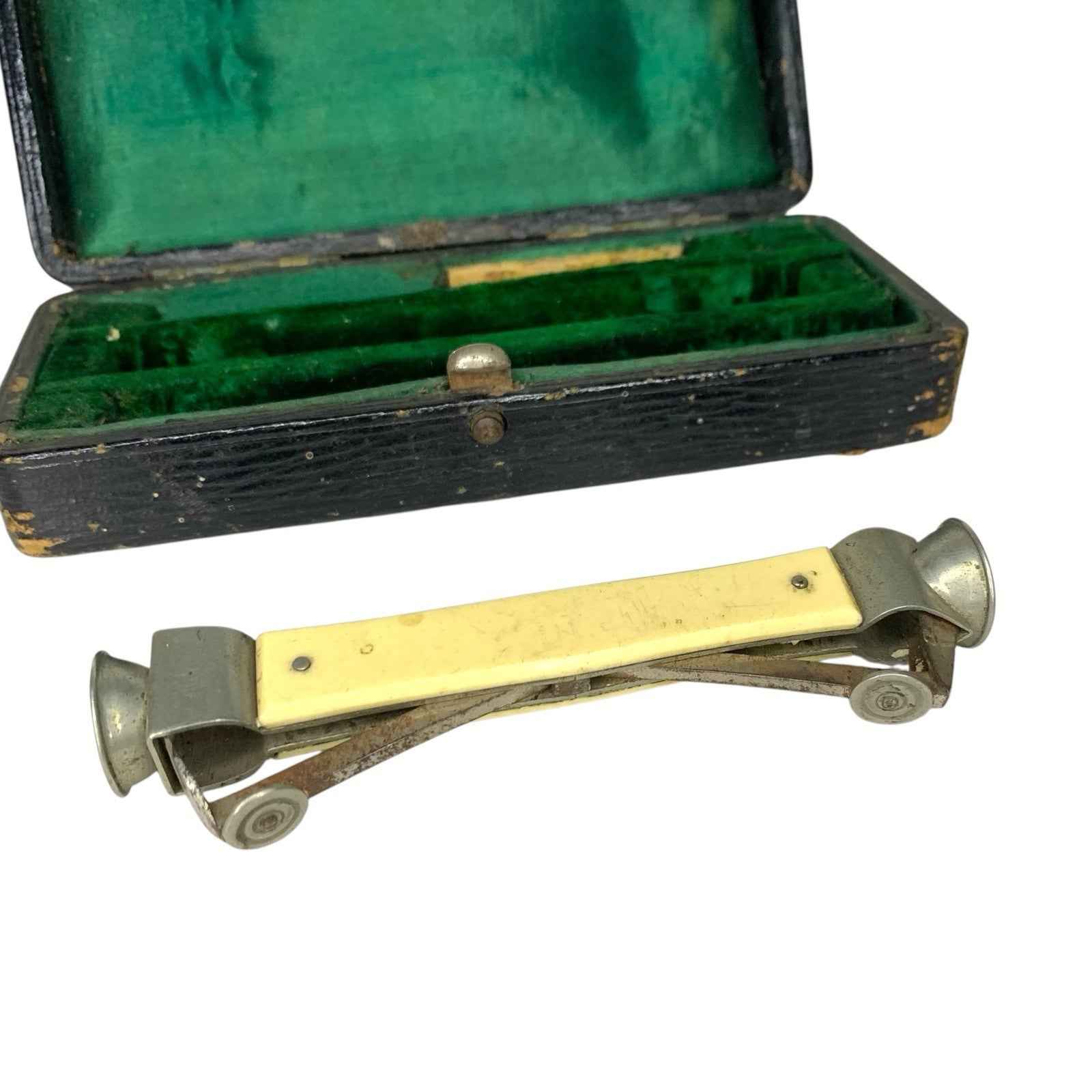 Antique Edwardian Double Ended Cigar Cutter with Case Tobacciana Smoking Tool