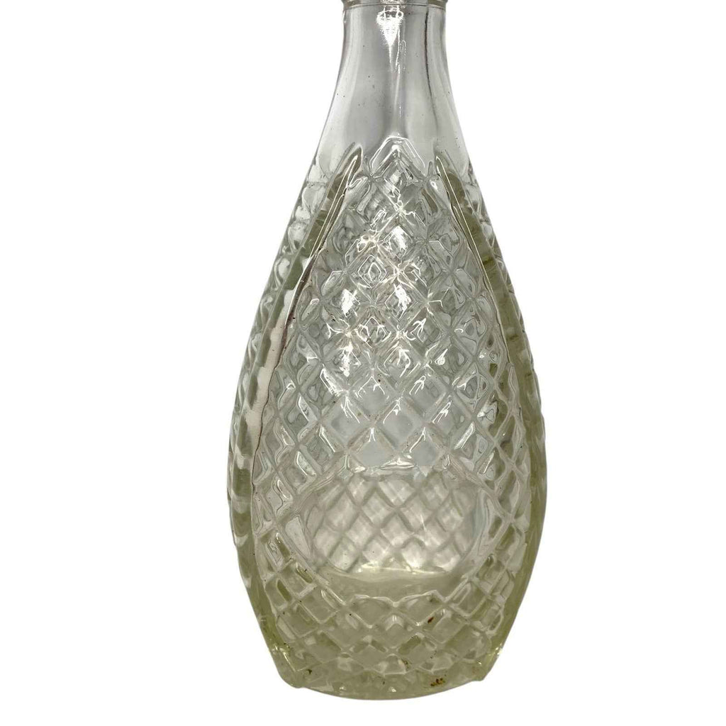 Vintage Cut Glass Decanter with Stopper Diamond Pattern 1960s