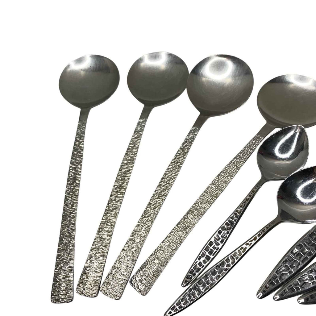 Viners Stainless Steel Cutlery Set Patterned Soup Spoons Dessert Spoons Fork x10