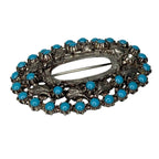 Vintage Navajo Style Native American Oval Brooch with Faux Turquoise