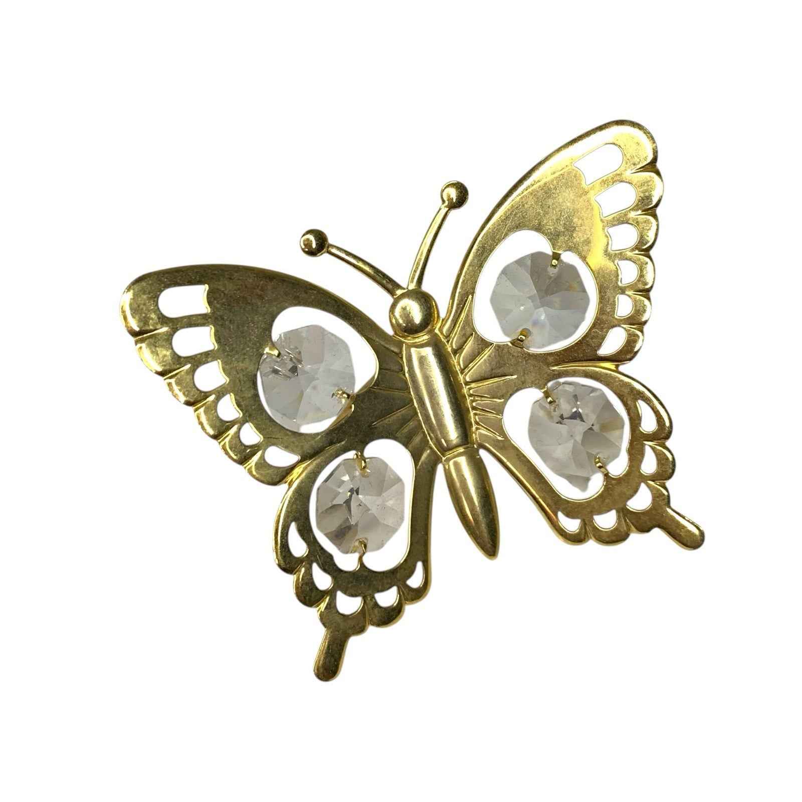 Bundle 3x Swarovski Crystal Gold Plated Ornaments Butterfly Hummingbird Pram