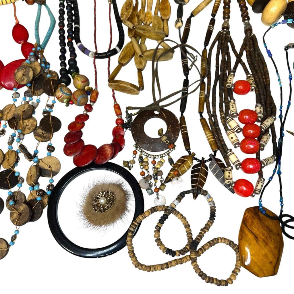 Vintage 1kg African Tribal Jewellery Bundle Carved Bovine Bone Necklaces