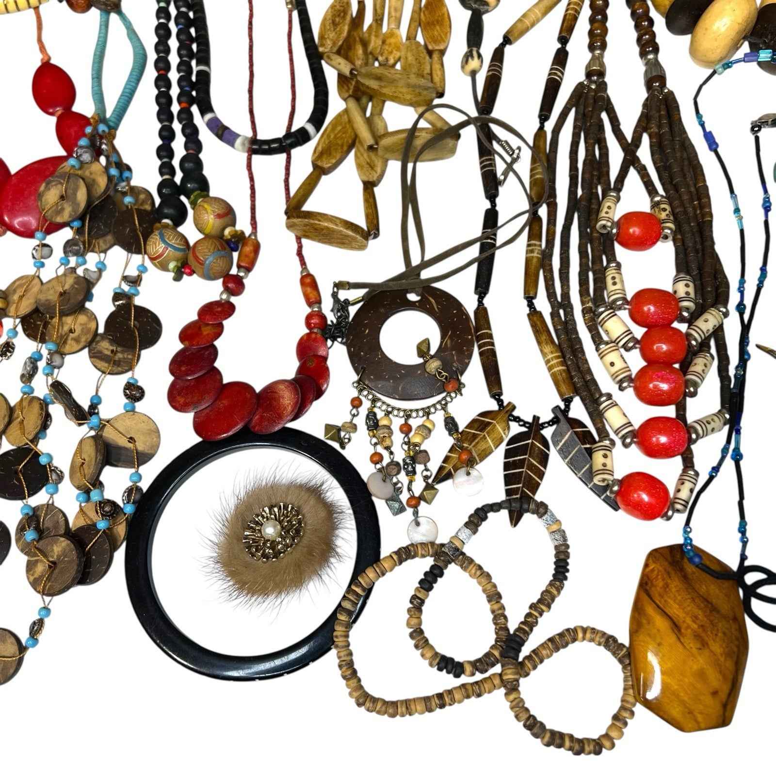 Vintage 1kg African Tribal Jewellery Bundle Carved Bovine Bone Necklaces