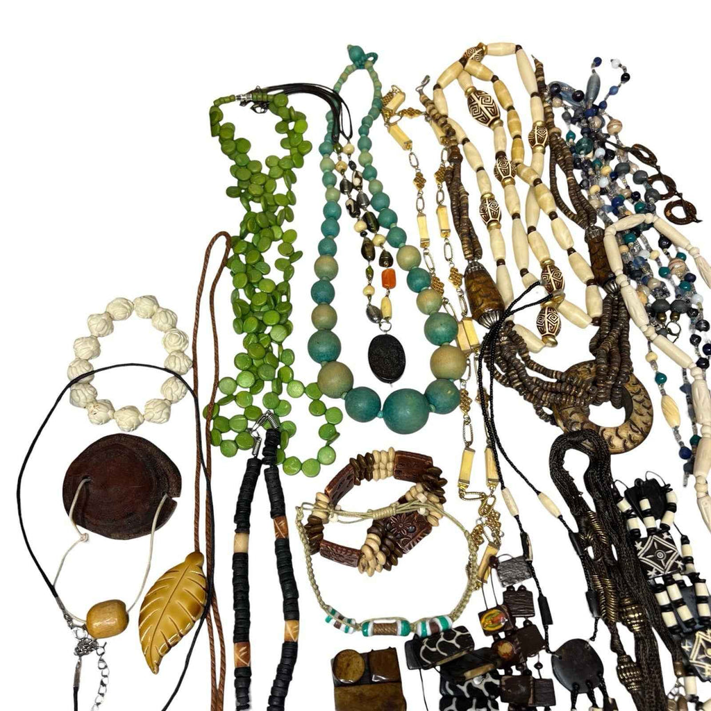 Vintage 1kg Ethnic Tribal Carved Bovine Bone African Jewellery Bundle Necklace