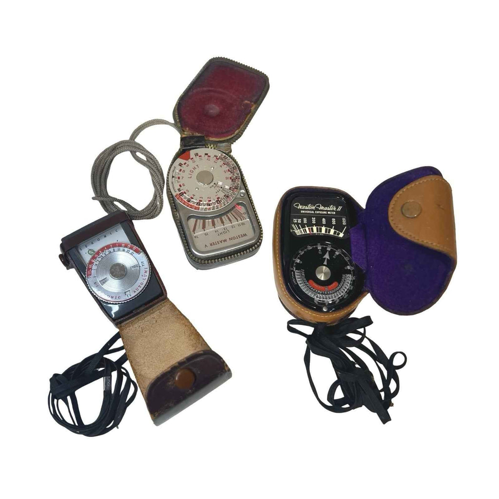 Vintage Sekonic Auto Lumi Weston Master II V Light Exposure Meters With Cases