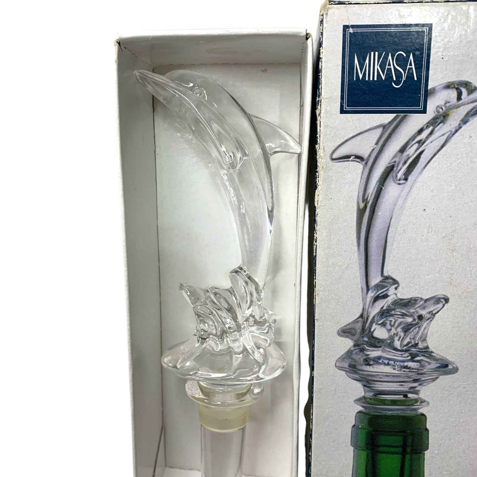 Vintage Mikasa Crystal Dolphin Decanter Perfume Bottle Stopper Boxed