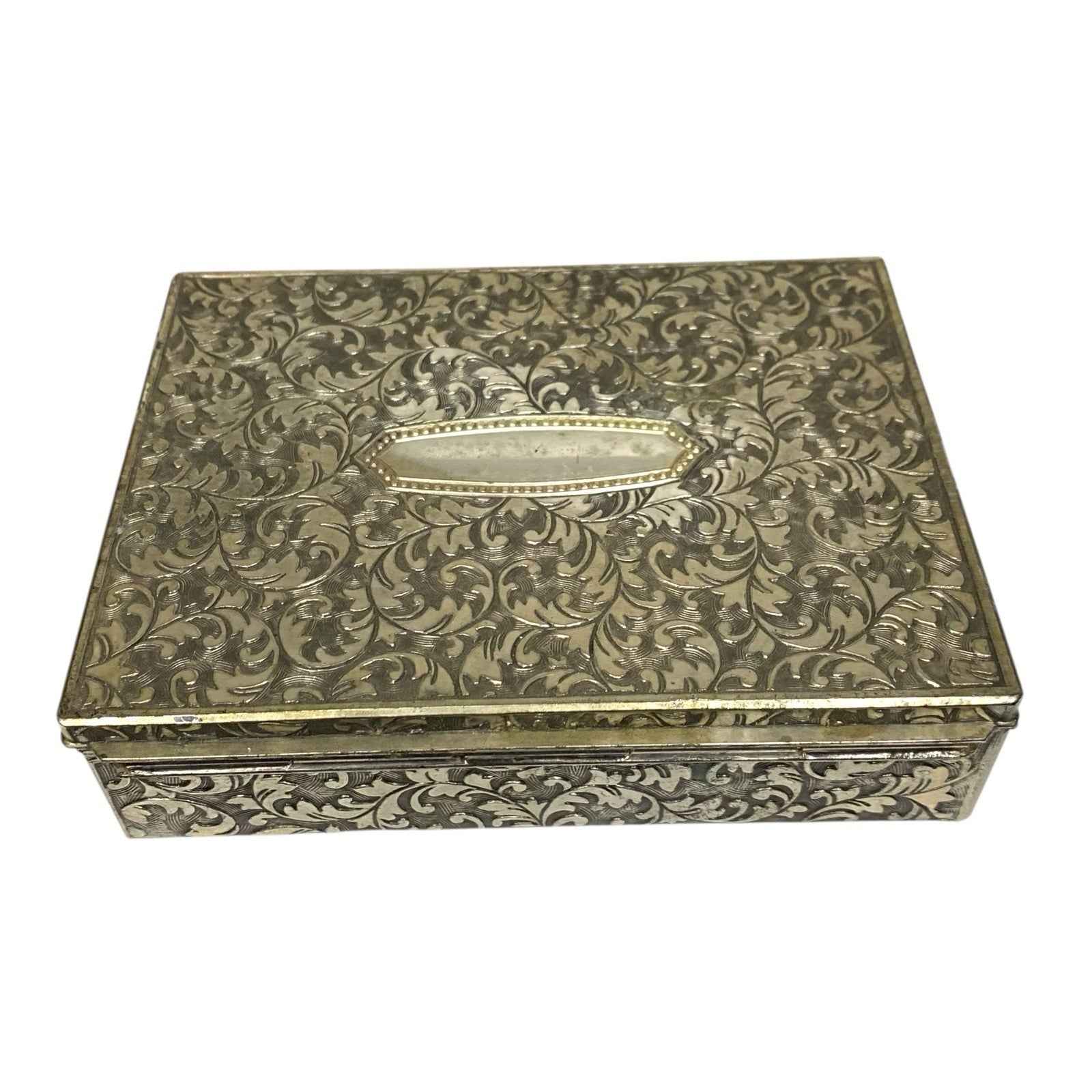 Vintage Viners Silver Plated Table Cigarette Box Made Japan Silver Plate 1960s