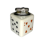 1960s Poker Playing Cards Ceramic Cube Table Lighter Mid Century Modern