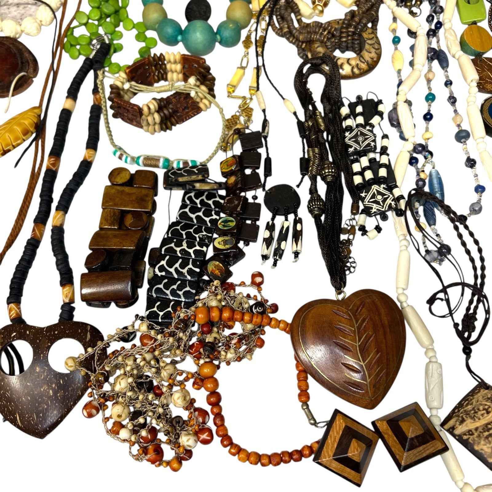 Vintage 1kg Ethnic Tribal Carved Bovine Bone African Jewellery Bundle Necklace