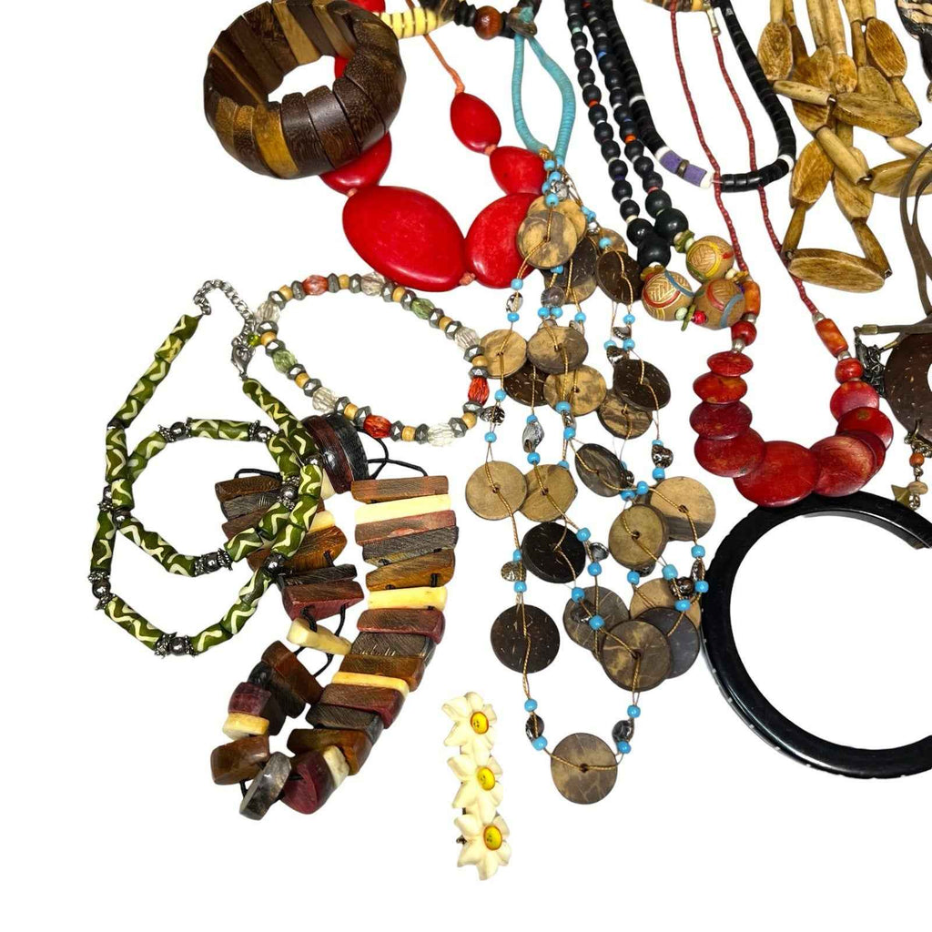 Vintage 1kg African Tribal Jewellery Bundle Carved Bovine Bone Necklaces