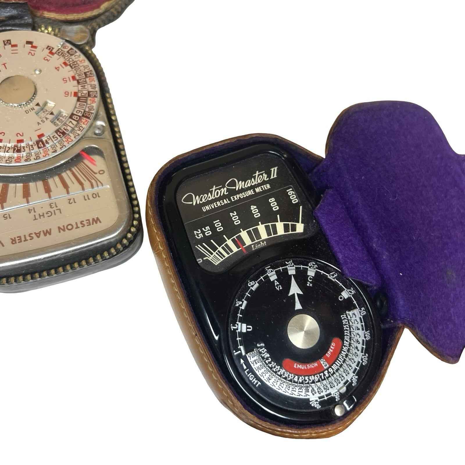 Vintage Sekonic Auto Lumi Weston Master II V Light Exposure Meters With Cases