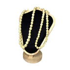 Vintage Floral Carved Bovine Bone Necklace Long Flower Bead Ethnic