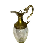 Vintage Distillerie Buton Bologna Etched Glass Pitcher with Stopper Italy