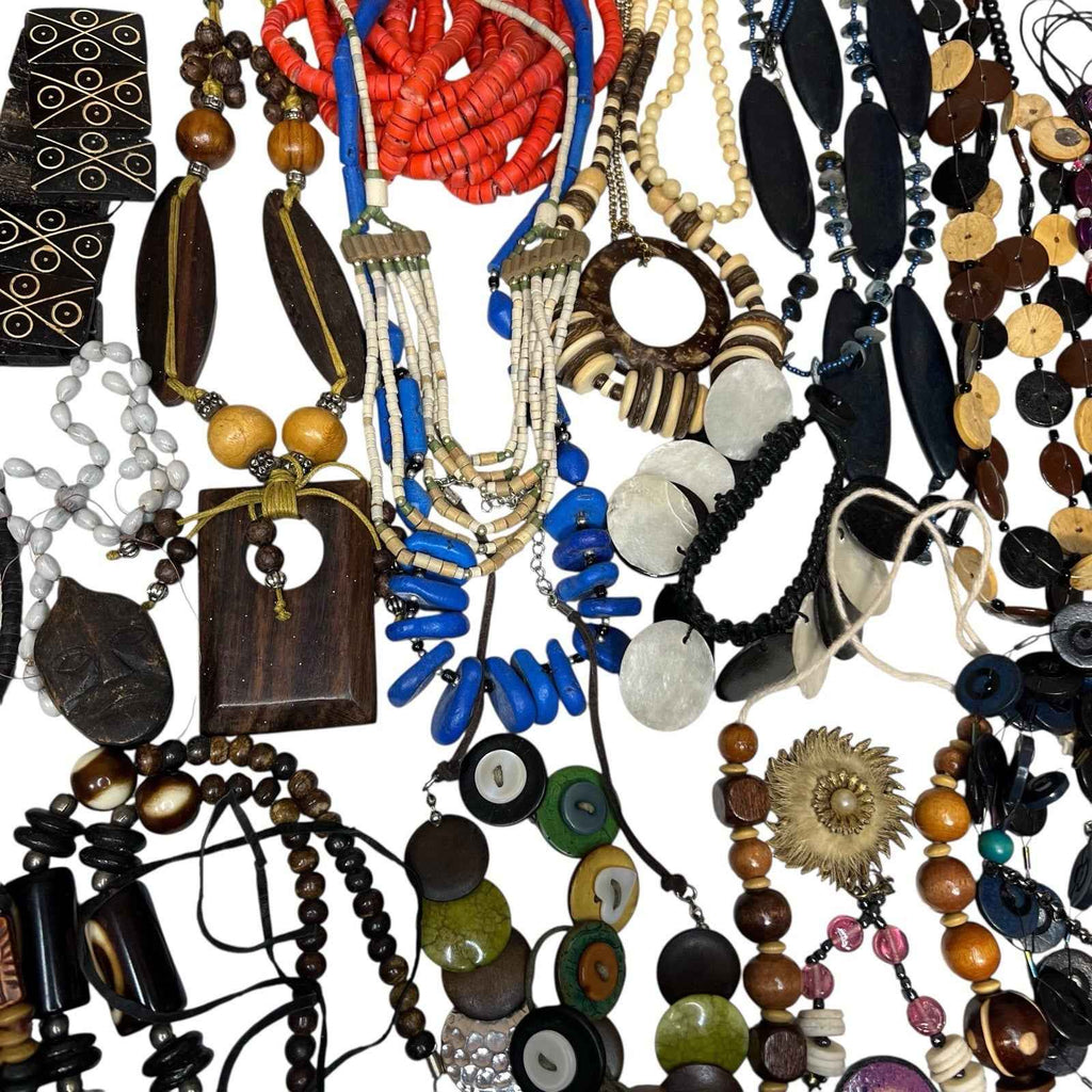 1kg Natural Ethnic Tribal Style Jewellery Bundle Mixed Lot Wood Bovine Bone