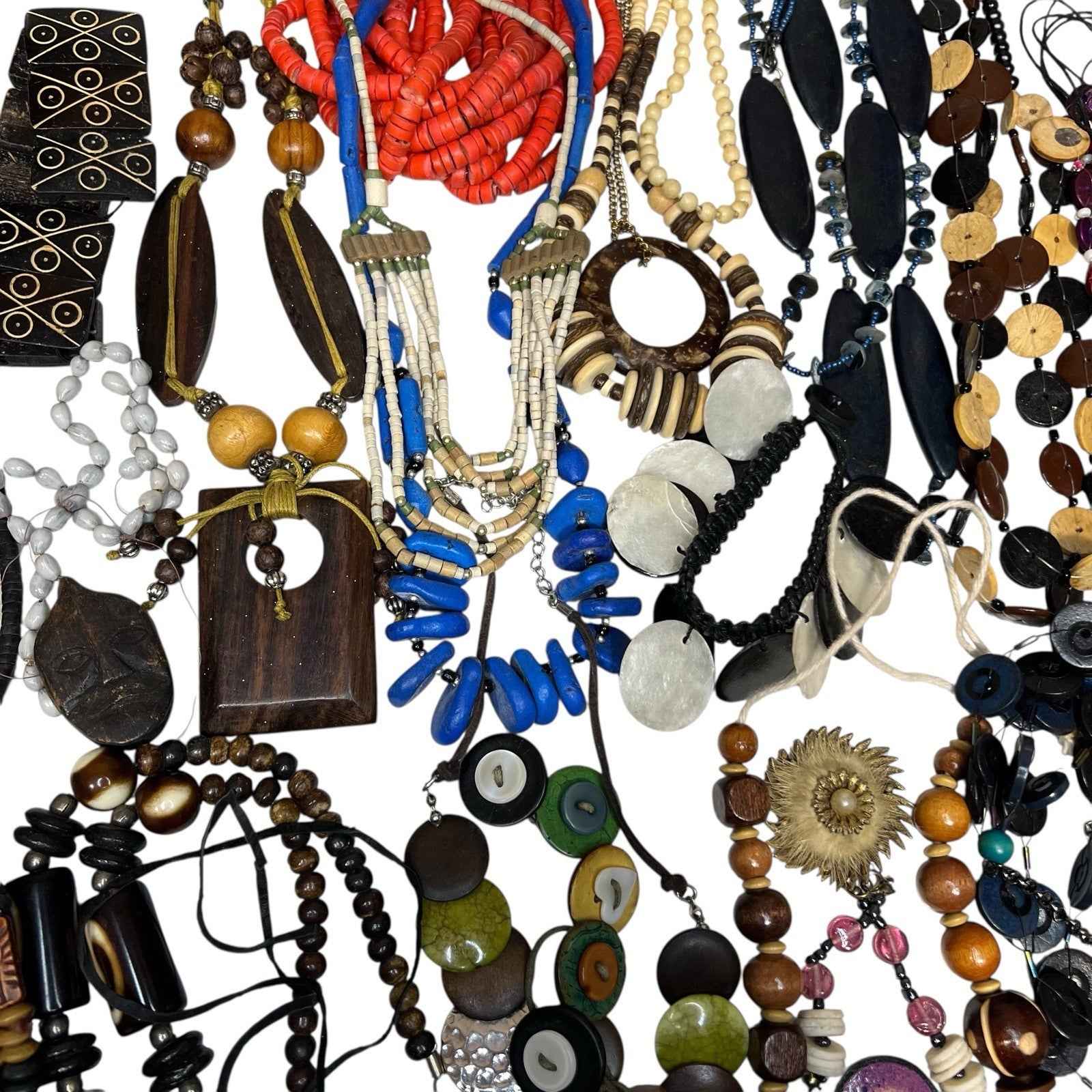 1kg Natural Ethnic Tribal Style Jewellery Bundle Mixed Lot Wood Bovine Bone