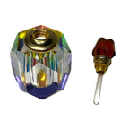 Vintage Crystal Prism Perfume Bottle Rainbow Iridescent Colour Rose Stopper 1980
