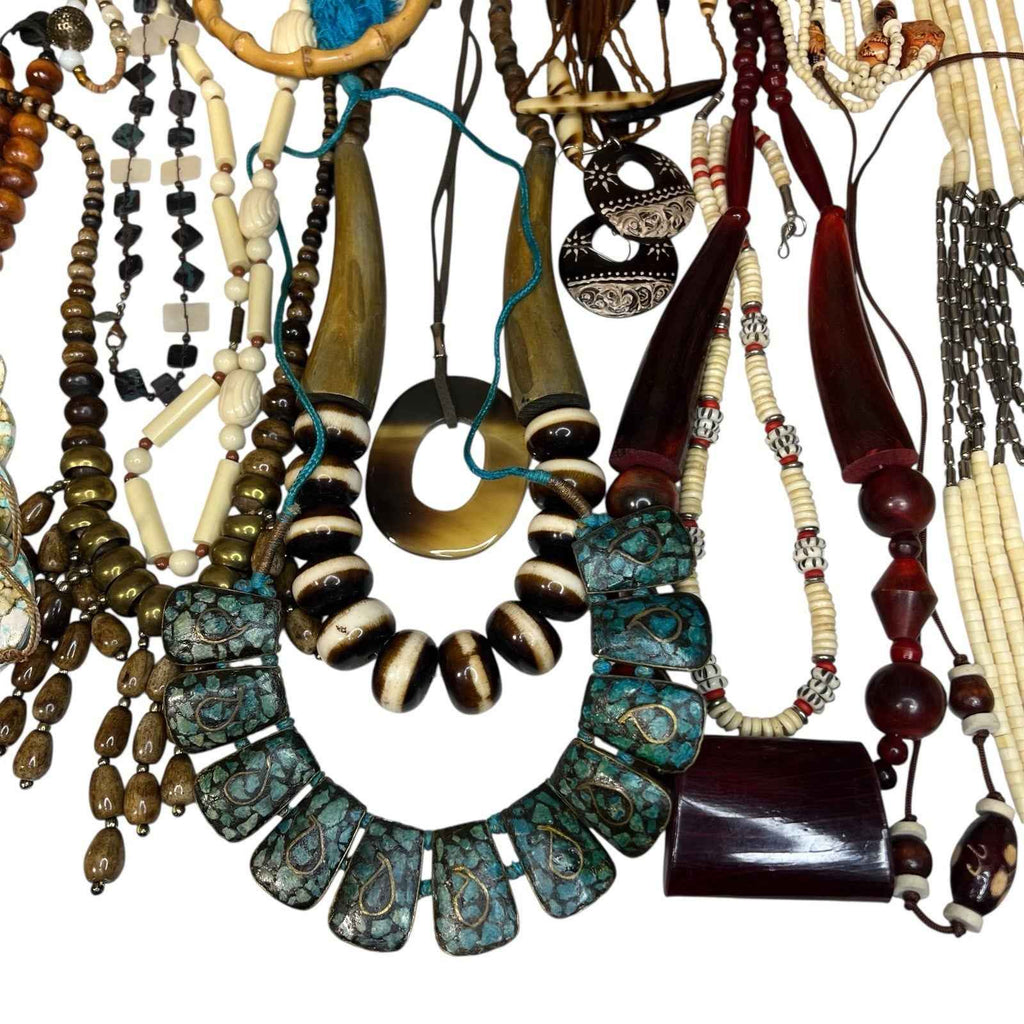 1kg Natural Ethnic Tribal Jewellery Bundle Wood Bovine Bone Mixed Lot