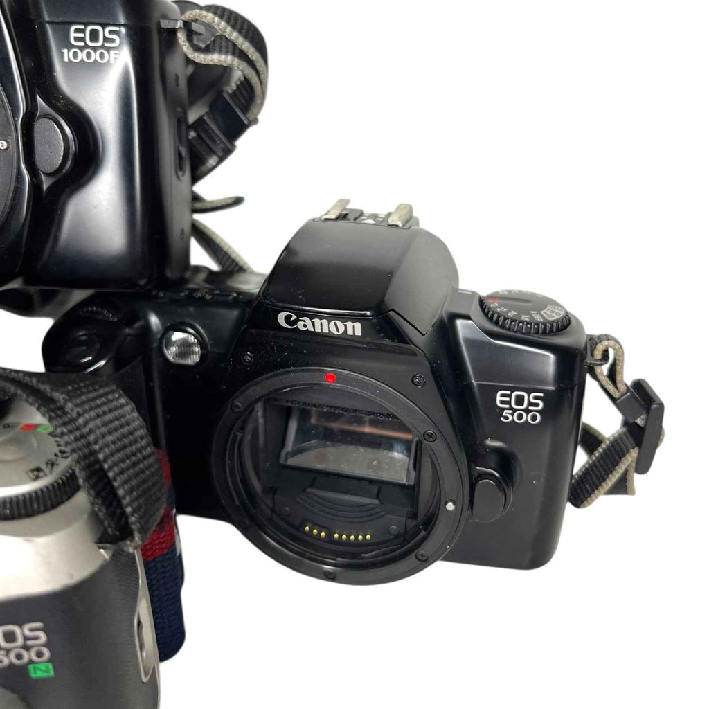 Vintage Bundle of 5 35mm SL R Cameras Canon EOS 300 500 1000F Minolta Vectis S-1