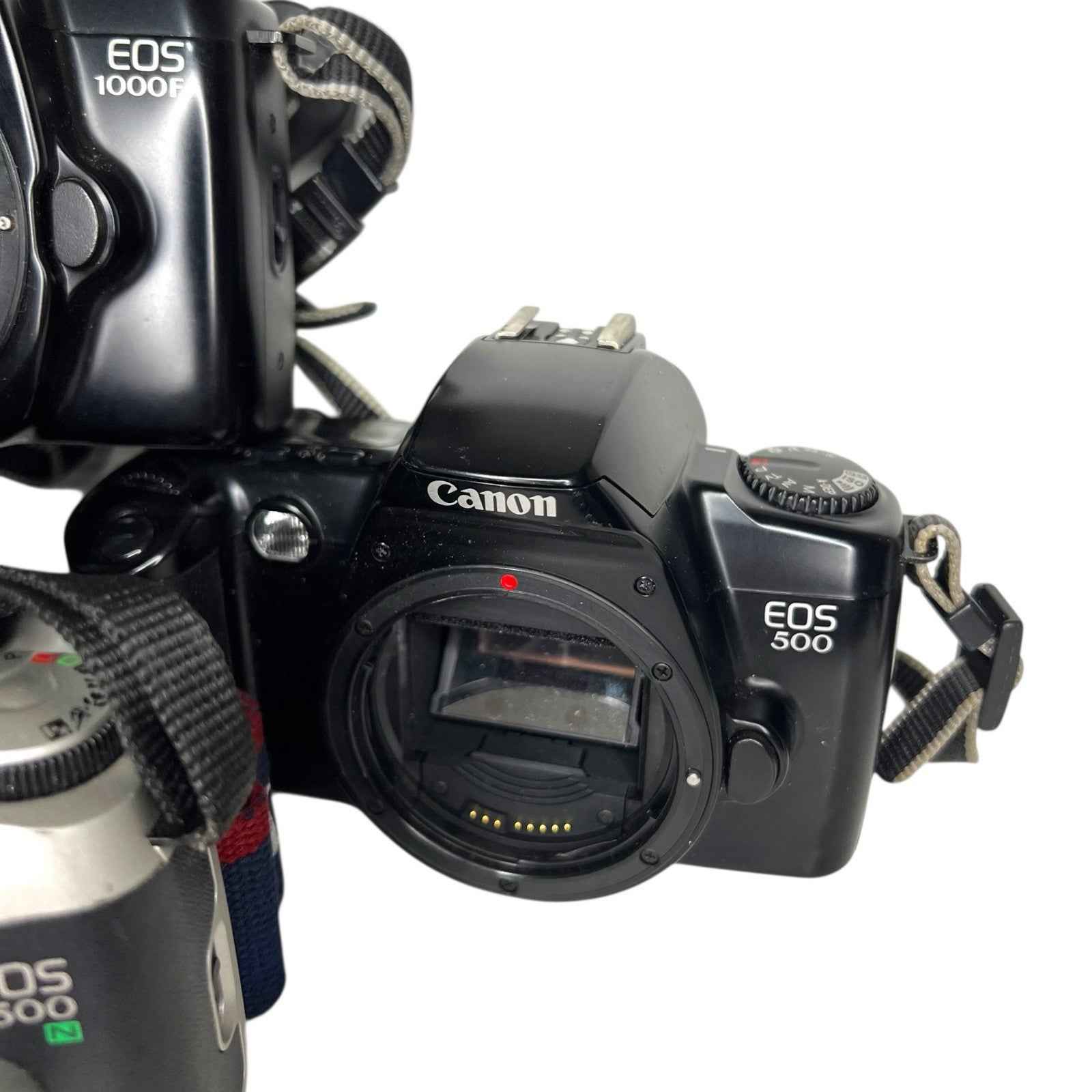 Vintage Bundle of 5 35mm SL R Cameras Canon EOS 300 500 1000F Minolta Vectis S-1