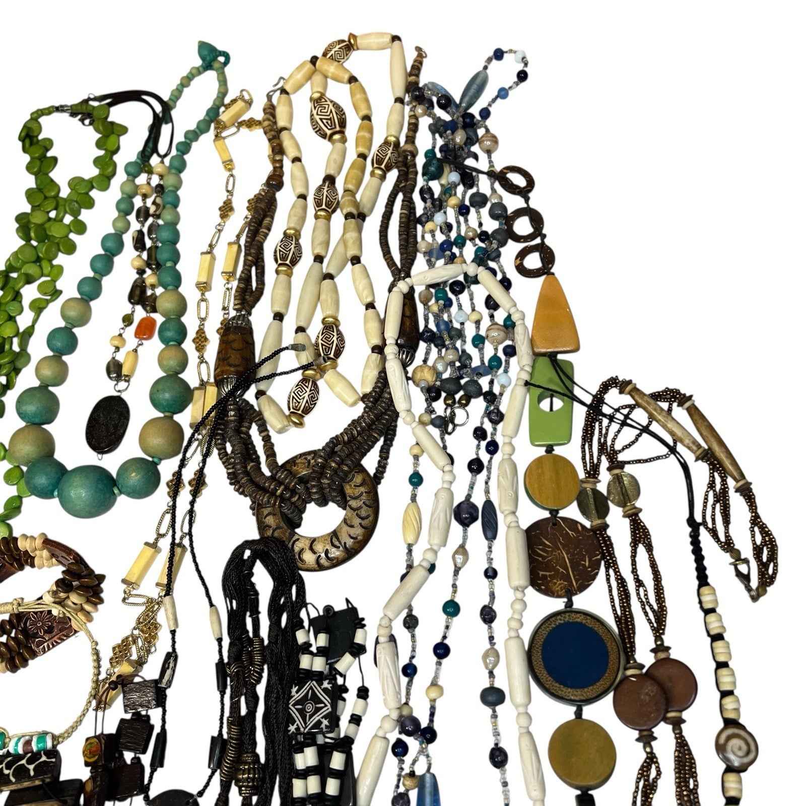 Vintage 1kg Ethnic Tribal Carved Bovine Bone African Jewellery Bundle Necklace