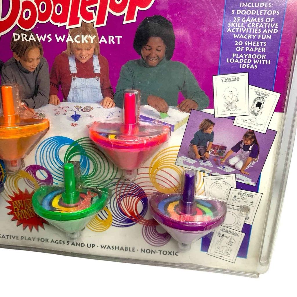 Vintage 1996 DoodleTop Activities Draws Whacky Art Set of 5 Tops