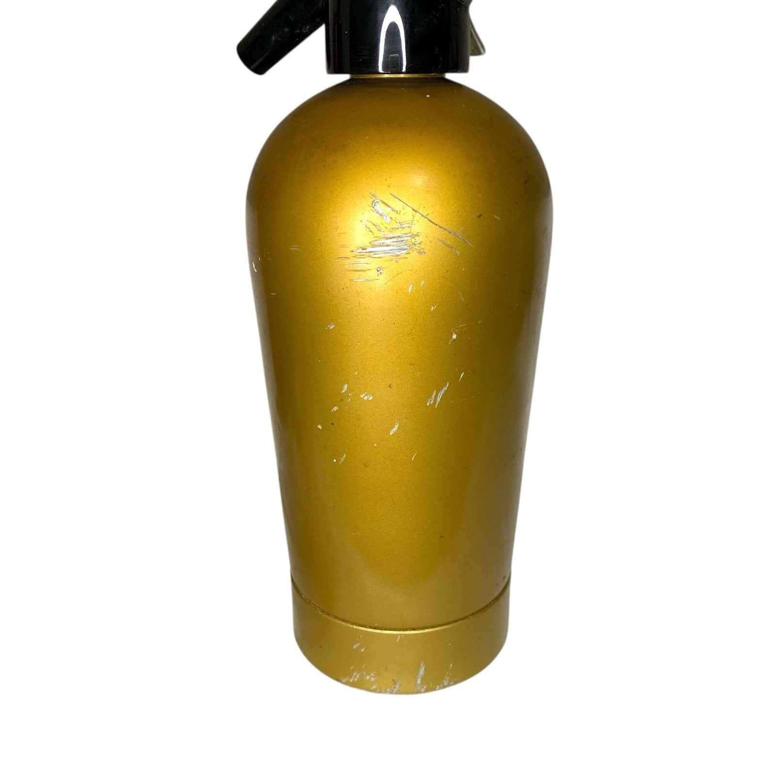 Vintage BOC Sparklets Soda Syphon Gold with Charger Key 1960s 1970s Barware