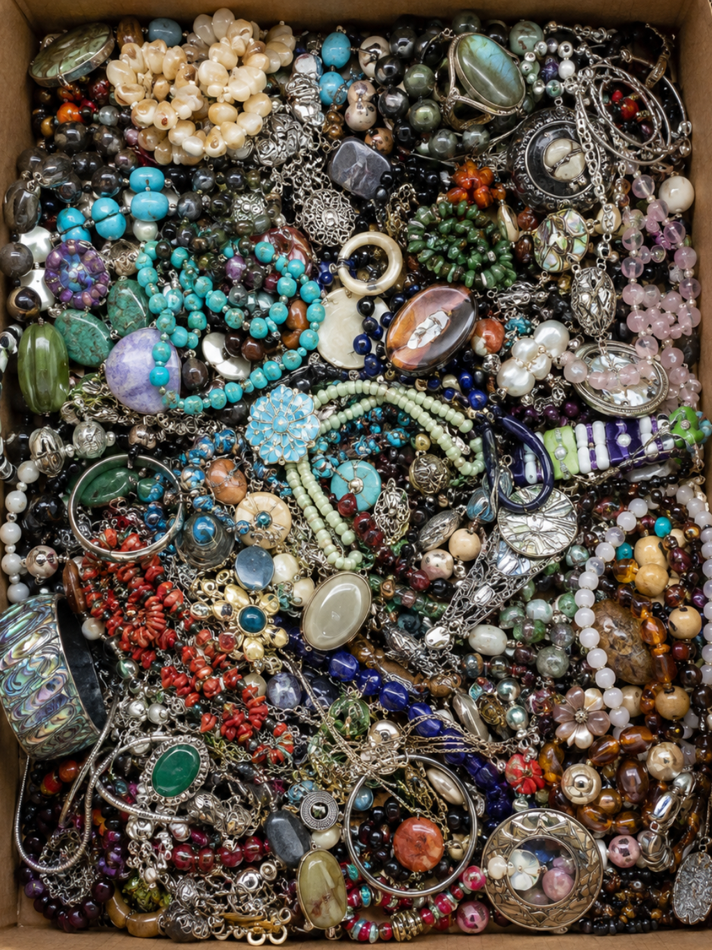 Bulk Vintage Costume Jewellery Job Lot, Raw Mixed Reseller & Craft Stock 1kg–100kg