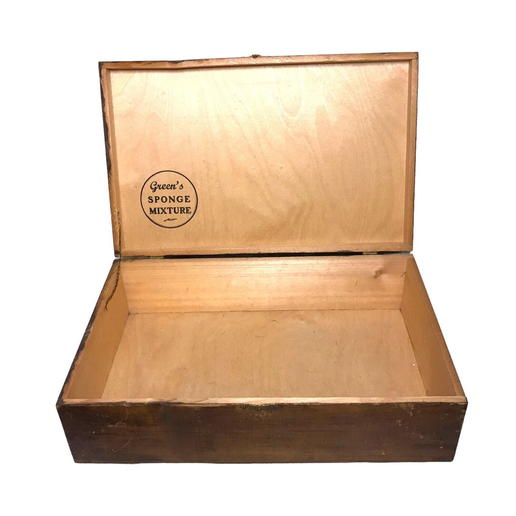 Antique Greens of Brighton Sponge Mixture - Wooden Hinged Case - Rare 1920s Tins by TheVoyageBird