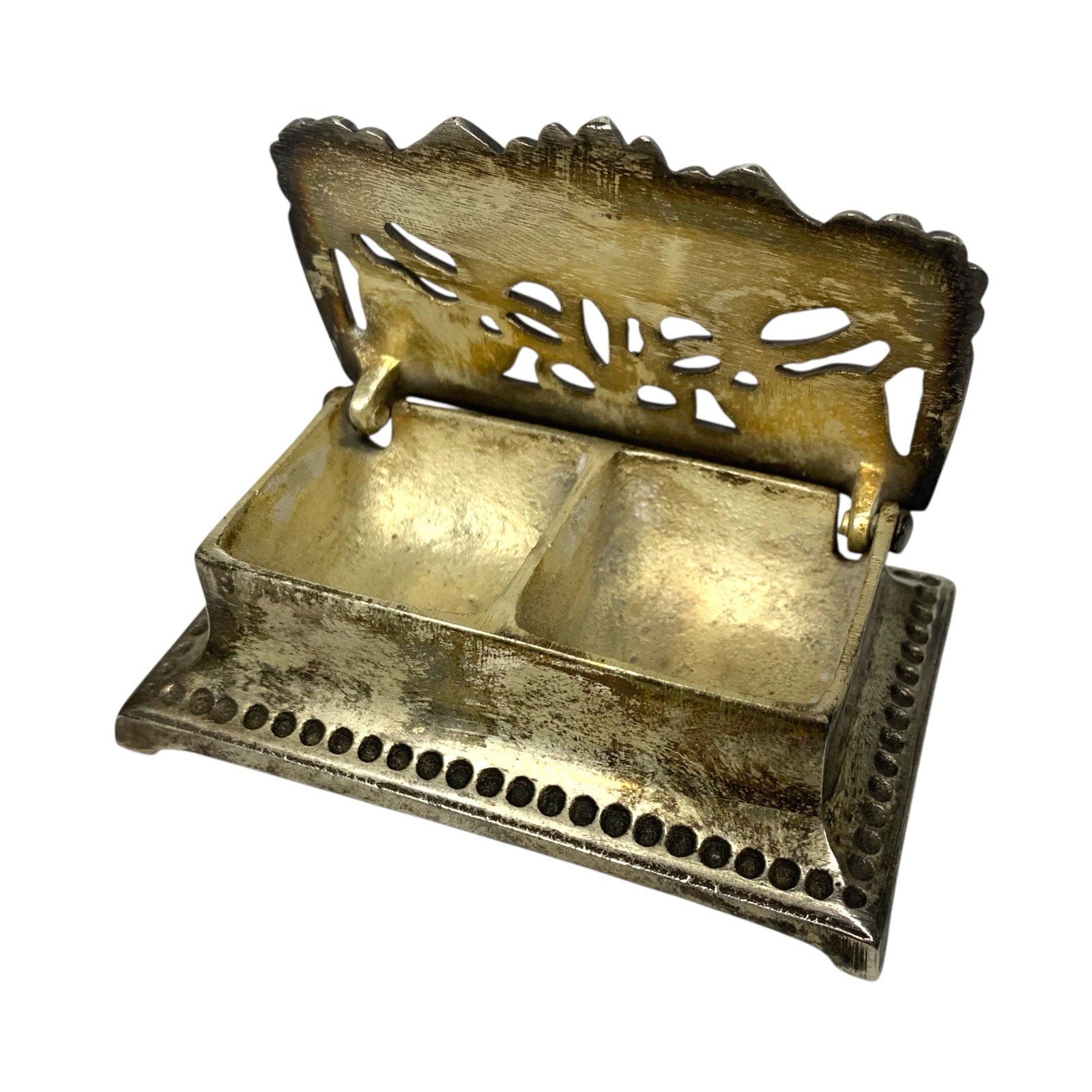 Antique Silver Plated Sunflower Stamp Case – 9x6cm Trinket Jewellery Box VGC Boxes by TheVoyageBird